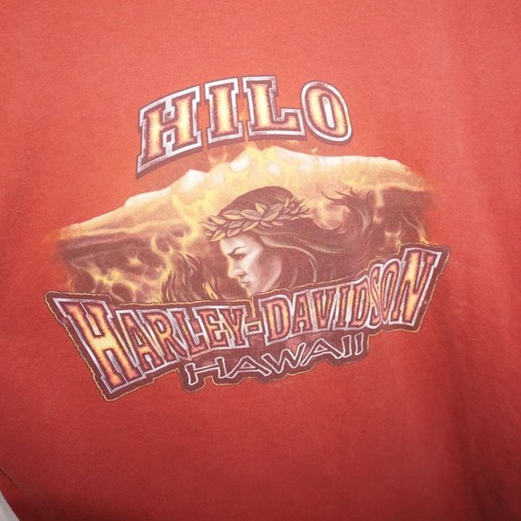 VTG Harley Davidson Shirt Men Size 3XL Beefy Tag USA Hilo Hawaii Flames Woman - Picture 4 of 8